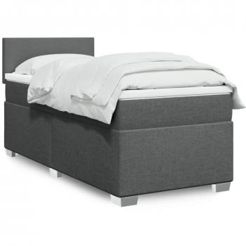 Cama box spring de muelles con colchón gris oscuro 90x200 cm Tela Vidaxl