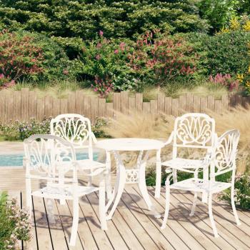 5 Piece Bistro Set Cast Aluminium White