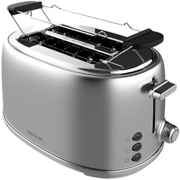 Tostador Cecotec Toast&Taste 1000 Retro Double, 980W, Diseño Retro, Acero Inoxidable, Dos Ranuras