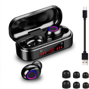 Auriculares Inalámbricos Bluetooth V5.0 Deportivos Impermeables con Micrófono y Caja de Carga para iPhone y Android