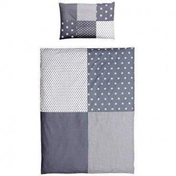 Conjunto de Ropa de Cama para Niños Estrellas Grises 135 x 100 cm + 40 x 60 cm - 100% Algodón OEKO-TEX