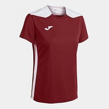 Camiseta de Manga Corta Joma Championship VI Mujer Burdeos Blanco