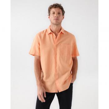Camisa de hombre regular lisa Salsa Jeans con mezcla de lino