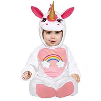 Disfraz de Bebé Unicornio Blanco y Rosa con Arcoíris, Capucha y Alas - 18-24 Meses