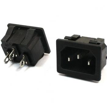 sourcing map 2 Piezas con Montura De Panel IEC320 C14 Eléctrico Zócalo del Enchufe Transformador AC 250V 1