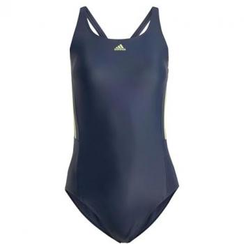 Adidas Traje de Baño Mid 3 Stripes para Mujer, Color Azul, Talla 38