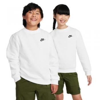 Nike Club Fleece Camiseta De Manga Larga Niños - Blanco - Sudadera Unisex - Tamaño XS
