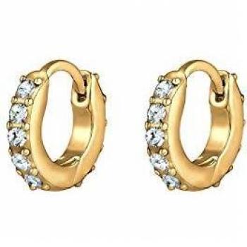 Pendientes de Aro Elegantes Mini Brillantes con Cristales en Plata Esterlina 925 para Dama