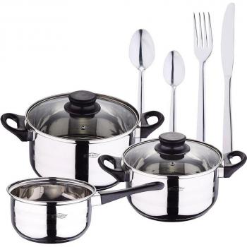San Ignacio Pack Batería de Cocina 5 Piezas + Set de Cubertería 24 Piezas