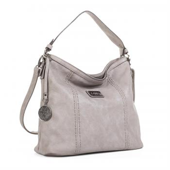 LOIS - 93070 Bolso mujer bandolera ajustable y asa grande. Piel sintética Polipiel. Forro estampado y bolsillo interior. Bolsillo atrás cremallera., Color Hielo