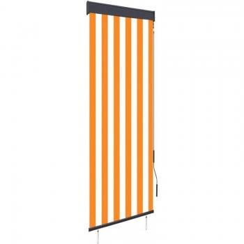 Cortina de enrollar para exterior blanca y anaranjada 60x250 cm