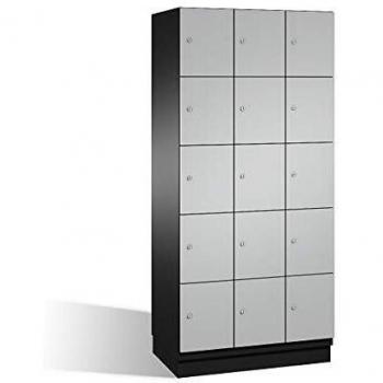 Armario de Compartimentos Bajo Llave C+P Cambio con 5 Compartimentos, Puertas de Acero, Color Negro Gris y Blanco Aluminio, Dimensiones B 900 mm
