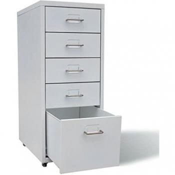 vidaXL Armario Archivador de Oficina con 5 Cajones Acero Gris Mueble Cajonera