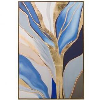 Cuadro de Hojas Foil con Marco Dorado 80x4x120 cm