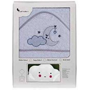 Interbaby - Capa de baño nube luna blanco gris con lámpara nube, unisex