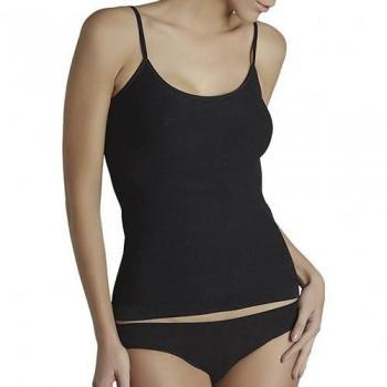 Camiseta Interior de Mujer Ysabel Mora 19145 Tirante Fino de Algodón Negra
