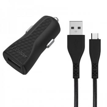 Cargador de coche Energizer 1A USB con cable Micro-USB incluido - Garantía de por vida - Negro