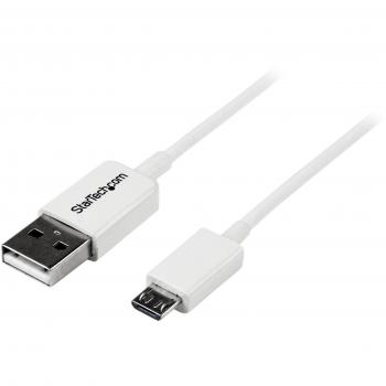 StarTech.com USBPAUB1MW - Cable Adaptador USB a Micro USB para Smartphone, Blanco