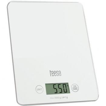 Teesa tsa0 804 W Báscula de cocina digital con gran pantalla LCD, 4 G/5 kg, Color blanco
