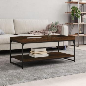 Mesa de centro de madera de ingeniería 100x49x45 cm en color negro, roble sonoma y roble ahumado, ideal para salón o comedor, también conocida como mesita auxiliar o mesa de café