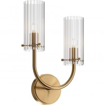Aplique Neoclásico Maytoni Arco Izquierda, 2 Luces, Latón y Pantalla de Vidrio