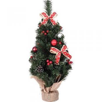 Home @ Styling Collection Árbol de Navidad Artificial en Tronco, Árbol de Navidad Adornado con Arcos y Conos, 60 Cm