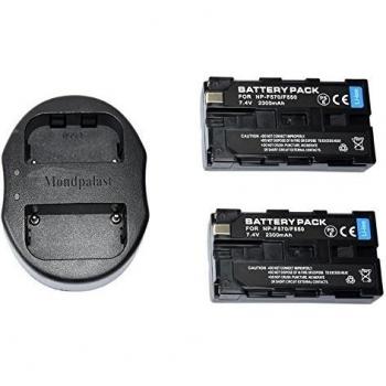Mondpalast @ 2X Reemplazo Li-ion batería NP-F550 NP-F570 NP-F330 NP-F530 2300mah 7,4V + 1x USB Cargador Doble para Sony CCD-RV100, CCD-RV200, CCD-SC5, CCD-SC6, CCD-SC55, CCD-SC65, CCD-TRV66, CCD-TRV67, DCM-M1, DCR-SC100, DCR-TR7, DSC-CD250, DSC-CD400, DS