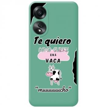 Funda Silicona Líquida Verde para Oppo A58 4G con Diseño de Vaca y Dibujos