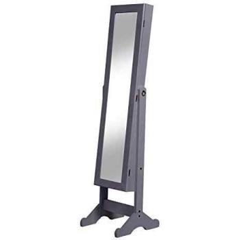 HOMCOM Espejo de Pie 144x34x37cm + Joyero Integrado Organizador Joyas para Dormitorio