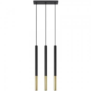 Lámpara de Techo Mozaica 3 Luces Acero Negro/Dorado Colgante Ajustable 90cm LED Compatible