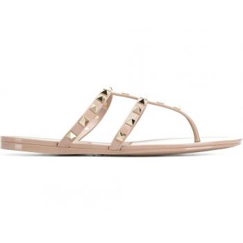 Valentino Garavani Women's Rockstud Rubber Thong Sandals in Powder | Size 35 | 4W2S0T84PVSP45
