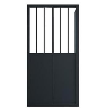 Mampara de ducha corredera negro mate estilo industrial 100 x 80 x 195 cm - URBANIK