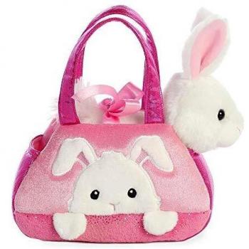 Aurora- Fancy PAL Bolso con Conejo Rosa Peluches y muñecas, Color Blanco