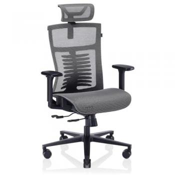 Silla Gaming de Malla Transpirable VALK Noma Office - Gris/Negro, con Accoudoirs 3D y Ajuste en Profundidad