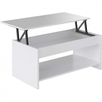 Mesa de Centro Elevable Moderna Blanca Mate 100 x 50 cm