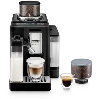De'Longhi Rivelia EXAM440.55.B Superautomatic Bean to Cup Coffee Machine with Integrated Grinder, 19 Bar Pressure, 1450W, Touch Control, Milk Container and 16 Recipes - Black