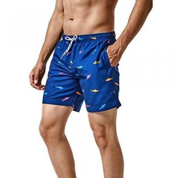MaaMgic Ropa de Baño para Hombres Bañador para Vacaciones Short de Playa Natación Secado Rápido Piscina Ancla,Azul Tiburón Multicolor,S