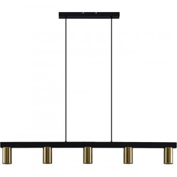 Lámpara colgante Baliko de Lindby, 5 luces, diseño moderno en latón y negro, fabricada en metal, para salón y comedor, utiliza bombillas GU10