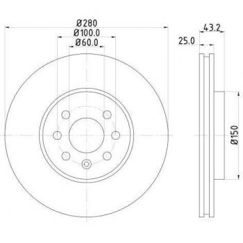 Disco de freno HELLA PRO Alto Carbono 8DD 355 128-211 para Opel Astra H 3/5 puertas, Astra H GTC, Astra H Caravan