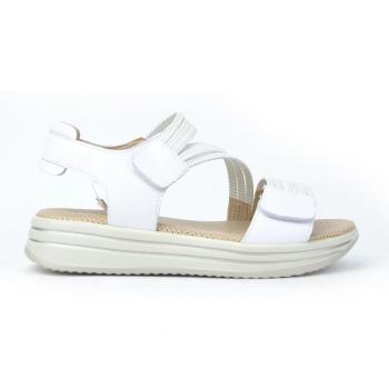 Sandalias de Plataforma de Mujer Javier Larrainzar JL532-2 en Piel Blanco con Tiras y Cierre Adherente