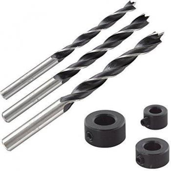 wolfcraft Juego de 6 piezas de brocas espirales para madera, 2730000, Juego para limitar la profundidad de perforación en ensamblajes de madera