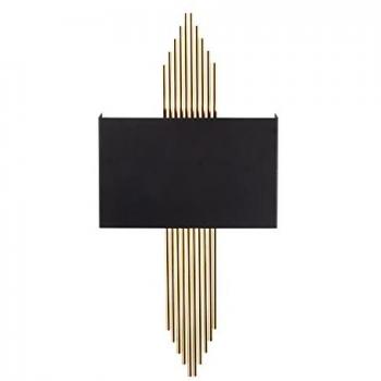 Aplique de pared recto WELLHOME, estructura de metal negro y oro, 75x10x22 cm, casquillo E27 Max 40W