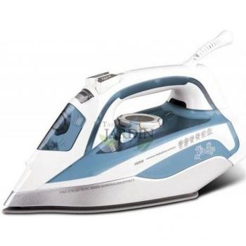 Plancha de Vapor Profesional 2600W con Revestimiento Cerámico Celeste y Funciones Múltiples