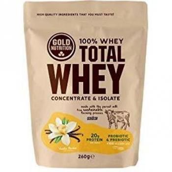 Goldnutrition Total Whey Proteina 260g, Vainilla, Aumenta y Conserva Músculos