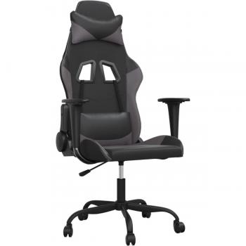 Silla de masaje gaming en cuero sintético negro y gris Vidaxl