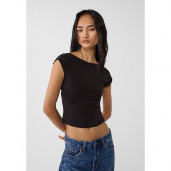Stradivarius Open-back Black T-shirt Large