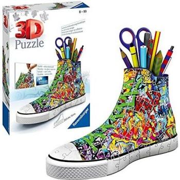 Ravensburger Puzzle 3D 12535 Graffiti Sneakers, Forma de Zapatillas de Deporte, de 108 Piezas