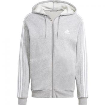 Sudadera con capucha adidas Essentials Fleece 3S Full Zip para hombre, color gris, talla XS
