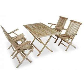 vidaXL 5 Piece Outdoor Dining Set Solid Teak Wood