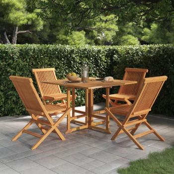 5-Piece Folding Outdoor Dining Set Solid Teak Wood